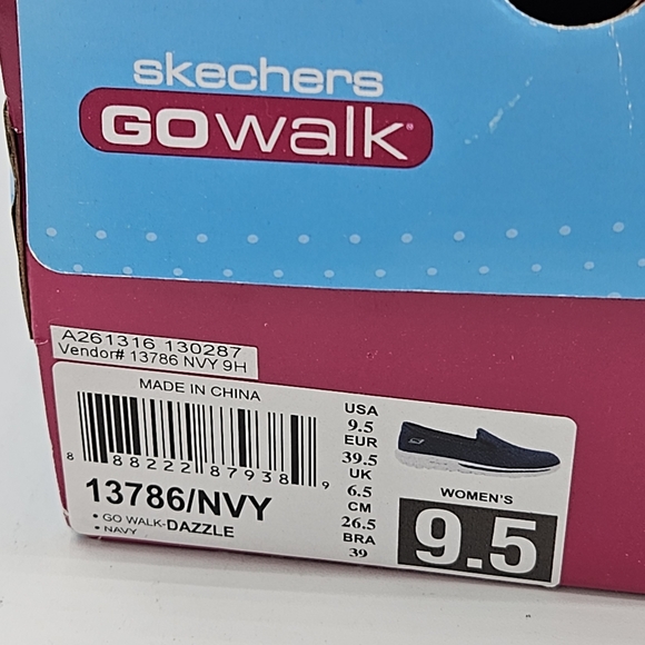 Sketchers go walk memory foam slipon navy dazzle shoes size 9.5 - Picture 10 of 16